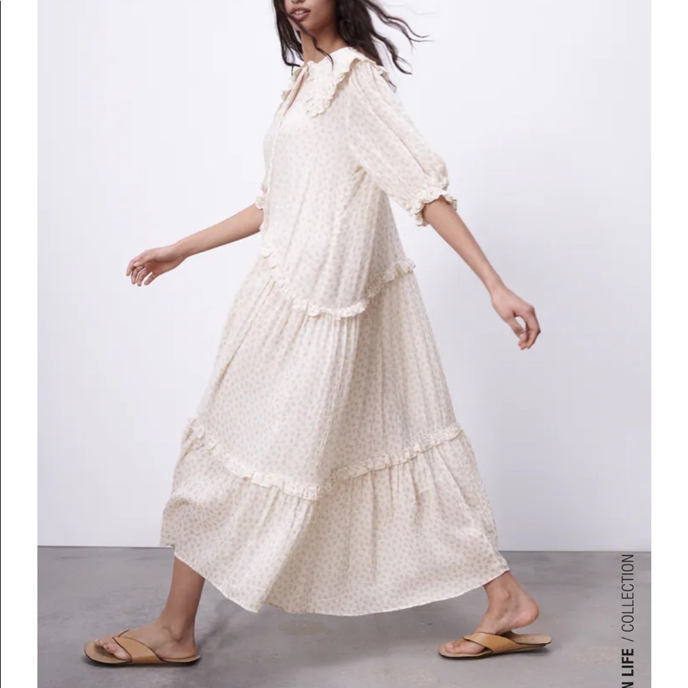 Floral print gauze maxi dress_5
